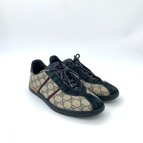 Gucci Mens Monogram GG Canvas & Leather Sneakers Size 8.5 - Picture 2 of 9